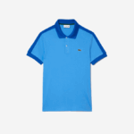 Men Lacoste V0ZN581 Blue 4XA Classic Fit Contrast Collar Polo
