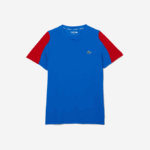 Men Lacoste V0ZN587 Blue Red White YH7 SPORT Crocodile Print Tennis T-Shirt - Image 4