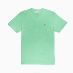 Men Lacoste V0ZN590 Light Green 0VZ Henley Neck Pima Cotton Jersey T-Shirt