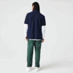Men Lacoste V0ZN591 Navy Blue 7CG Classic Fit Speckled Print Cotton Pique Polo - Image 3
