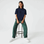 Men Lacoste V0ZN591 Navy Blue 7CG Classic Fit Speckled Print Cotton Pique Polo - Image 4