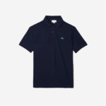 Men Lacoste V0ZN591 Navy Blue 7CG Classic Fit Speckled Print Cotton Pique Polo - Image 5