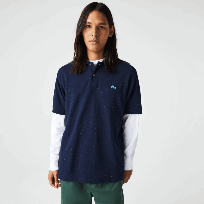 men_lacoste_v0zn591_navy_blue_7cg_classic_fit_speckled_print_cotton_pique_polo.png Men Lacoste V0ZN591 Navy Blue 7CG Classic Fit Speckled Print Cotton Pique Polo - Image 1