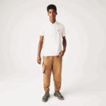 Men Lacoste V0ZN592 Beige 74A Classic Fit Speckled Print Cotton Pique Polo - Image 2