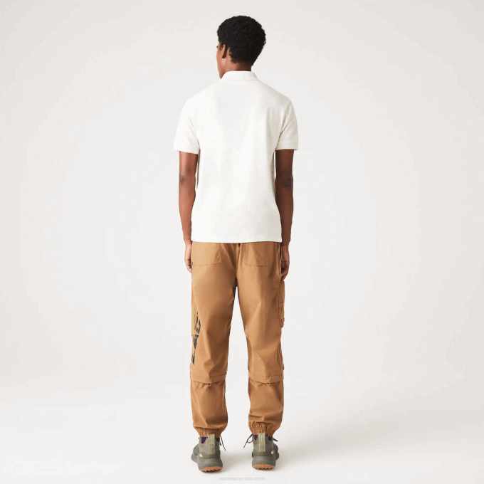 Men Lacoste V0ZN592 Beige 74A Classic Fit Speckled Print Cotton Pique Polo - Image 3