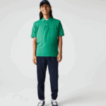 Men Lacoste V0ZN593 Green 7BS Classic Fit Speckled Print Cotton Pique Polo