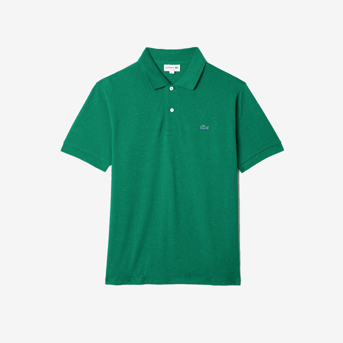 Men Lacoste V0ZN593 Green 7BS Classic Fit Speckled Print Cotton Pique Polo - Image 4