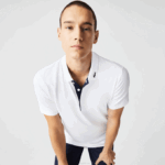 Men Lacoste V0ZN595 White Navy Blue 522 SPORT Jersey Golf Polo Shirt