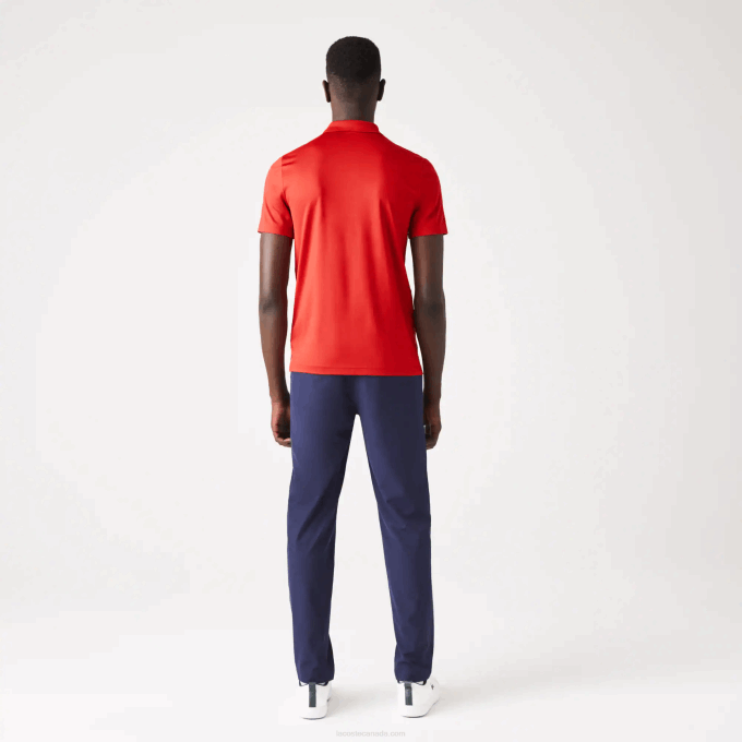 Men Lacoste V0ZN597 Red Navy Blue 528 SPORT Jersey Golf Polo Shirt - Image 3