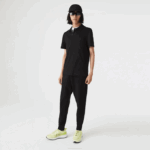 Men Lacoste V0ZN598 Black 031 Slim Fit Organic Stretch Cotton Pique Polo - Image 2