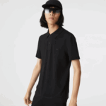 Men Lacoste V0ZN598 Black 031 Slim Fit Organic Stretch Cotton Pique Polo - Image 6