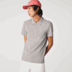 Men Lacoste V0ZN599 Grey Chine 4JV Slim Fit Organic Stretch Cotton Pique Polo - Image 2