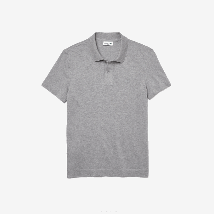 Men Lacoste V0ZN599 Grey Chine 4JV Slim Fit Organic Stretch Cotton Pique Polo - Image 5