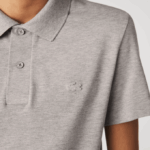 Men Lacoste V0ZN599 Grey Chine 4JV Slim Fit Organic Stretch Cotton Pique Polo - Image 6