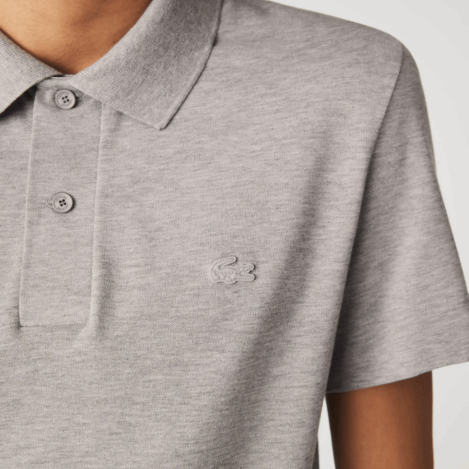 Men Lacoste V0ZN599 Grey Chine 4JV Slim Fit Organic Stretch Cotton Pique Polo - Image 6