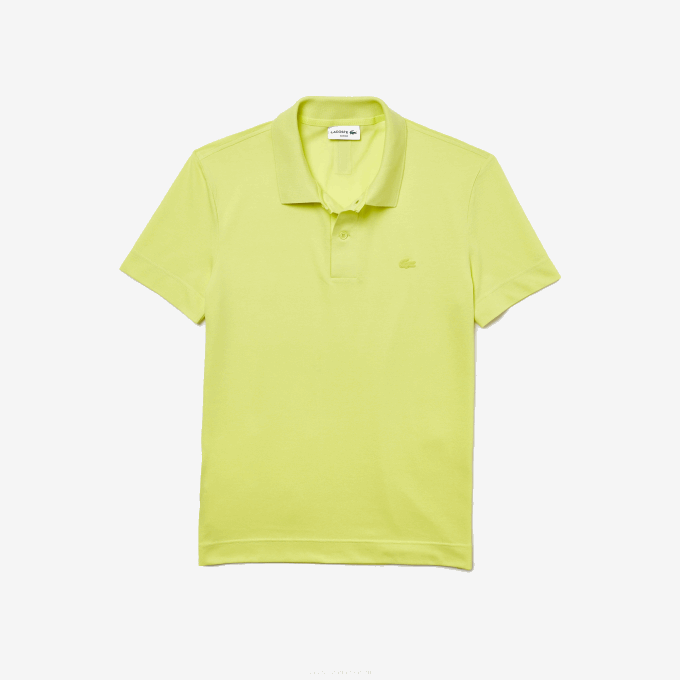 Men Lacoste V0ZN600 Flashy Yellow TUK Slim Fit Organic Stretch Cotton Pique Polo - Image 4