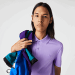 Men Lacoste V0ZN602 Purple GFU Active Movement Breathable Cotton Pique Polo