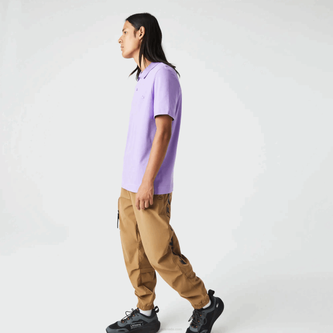 Men Lacoste V0ZN602 Purple GFU Active Movement Breathable Cotton Pique Polo - Image 7