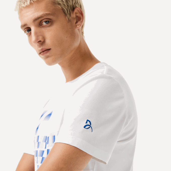 Men Lacoste V0ZN603 White 001 SPORT x Novak Djokovic Printed T-Shirt - Image 2