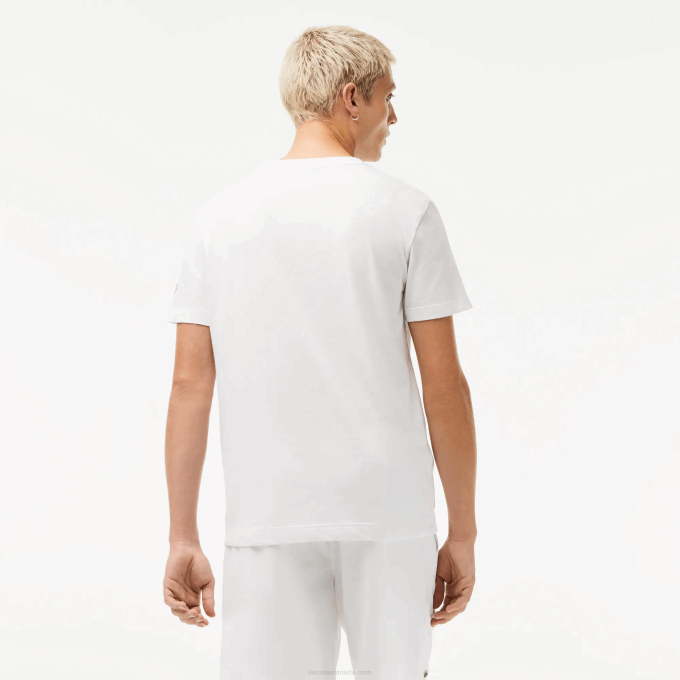Men Lacoste V0ZN603 White 001 SPORT x Novak Djokovic Printed T-Shirt - Image 3