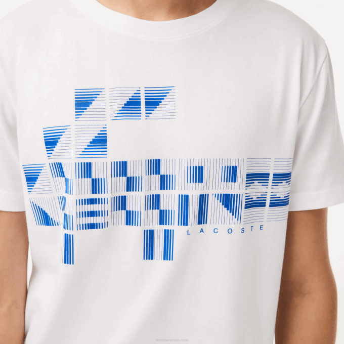 Men Lacoste V0ZN603 White 001 SPORT x Novak Djokovic Printed T-Shirt - Image 4