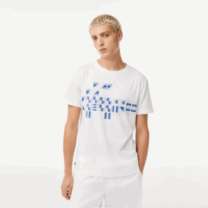 Men Lacoste V0ZN603 White 001 SPORT x Novak Djokovic Printed T-Shirt