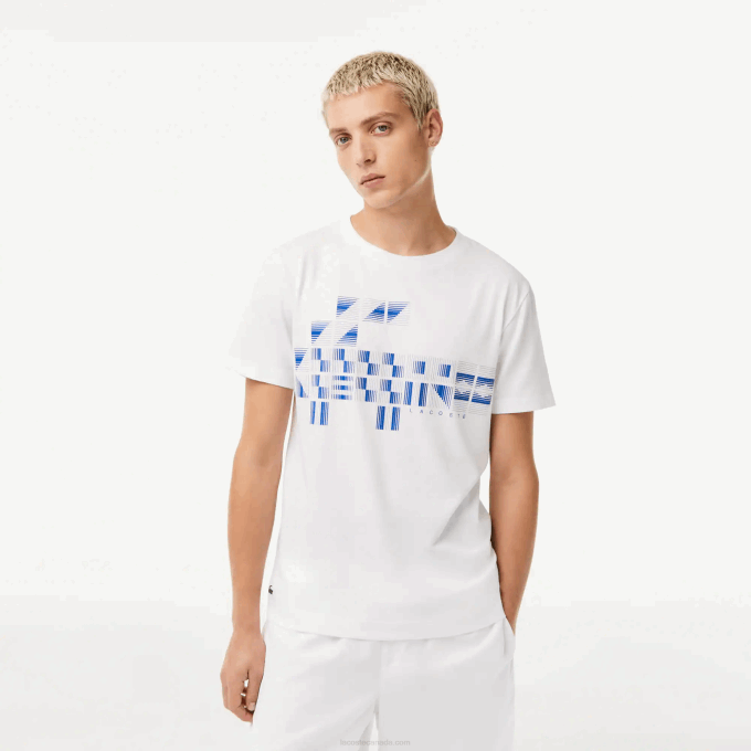 Men Lacoste V0ZN603 White 001 SPORT x Novak Djokovic Printed T-Shirt - Image 1
