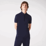 Men Lacoste V0ZN611 Navy Blue 166 Smart Paris Stretch Cotton Pique Polo - Image 2
