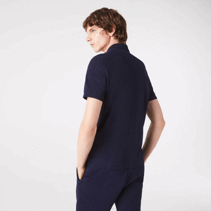 Men Lacoste V0ZN611 Navy Blue 166 Smart Paris Stretch Cotton Pique Polo - Image 3