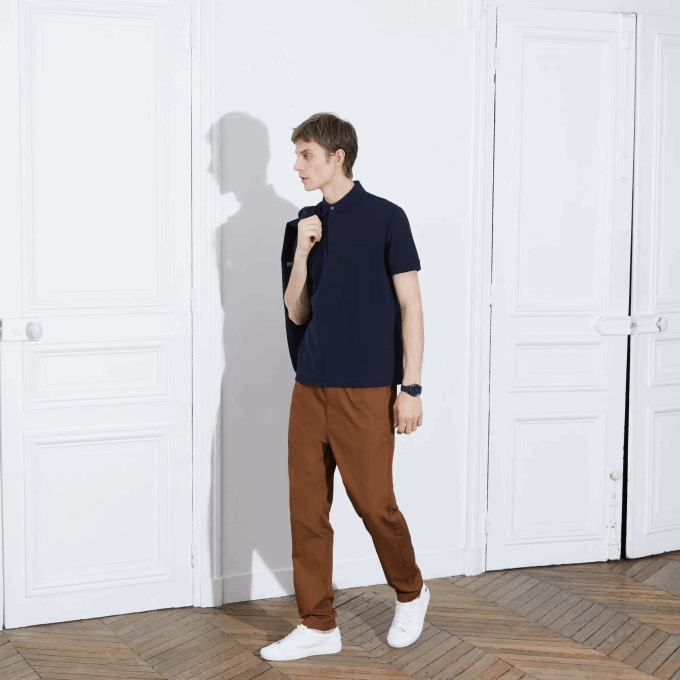 Men Lacoste V0ZN611 Navy Blue 166 Smart Paris Stretch Cotton Pique Polo - Image 6