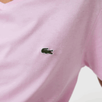 Men Lacoste V0ZN615 Pink Z4H V-Neck Pima Cotton Jersey T-Shirt - Image 4