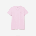 Men Lacoste V0ZN615 Pink Z4H V-Neck Pima Cotton Jersey T-Shirt - Image 5