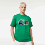 Men Lacoste V0ZN616 Green LDM Relaxed Fit Oversized Crocodile T-Shirt
