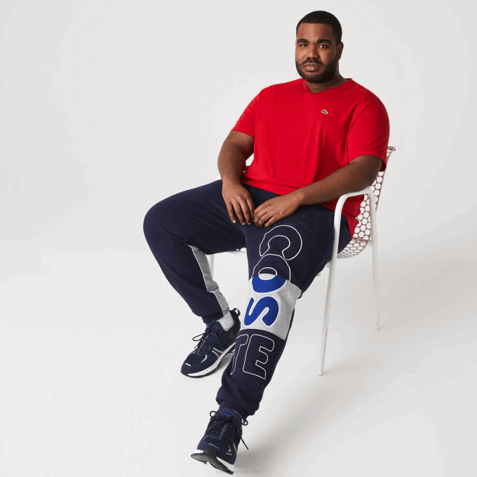 Men Lacoste V0ZN617 Red 240 V-Neck Pima Cotton Jersey T-Shirt - Image 9