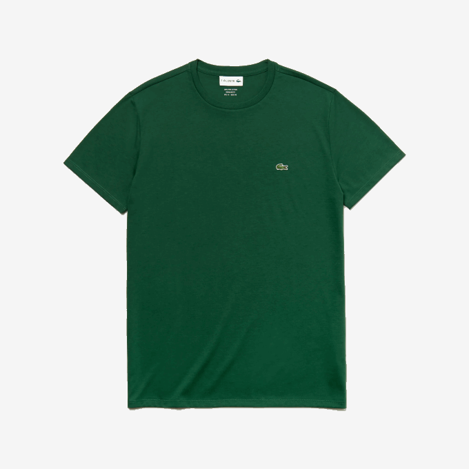 Men Lacoste V0ZN618 Green 132 Crew Neck Pima Cotton Jersey T-Shirt - Image 4