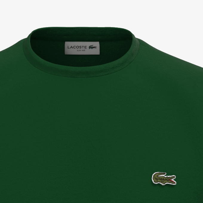 Men Lacoste V0ZN618 Green 132 Crew Neck Pima Cotton Jersey T-Shirt - Image 7