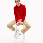 Men Lacoste V0ZN620 Red 240 Hooded Cotton Jersey Sweatshirt - Image 4