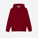 Men Lacoste V0ZN622 Bordeaux 476 Hooded Cotton Jersey Sweatshirt - Image 4