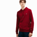 Men Lacoste V0ZN622 Bordeaux 476 Hooded Cotton Jersey Sweatshirt - Image 5