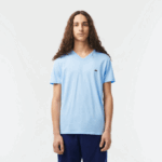 Men Lacoste V0ZN624 Blue HBP V-Neck Pima Cotton Jersey T-Shirt