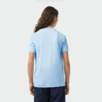 Men Lacoste V0ZN624 Blue HBP V-Neck Pima Cotton Jersey T-Shirt - Image 3