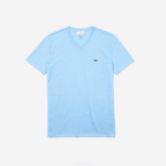 Men Lacoste V0ZN624 Blue HBP V-Neck Pima Cotton Jersey T-Shirt - Image 4
