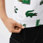 Men Lacoste V0ZN630 White SBH Regular Fit Crocodile Print Polo - Image 4