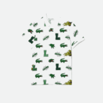 Men Lacoste V0ZN630 White SBH Regular Fit Crocodile Print Polo - Image 5