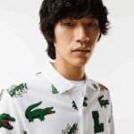 Men Lacoste V0ZN630 White SBH Regular Fit Crocodile Print Polo - Image 6