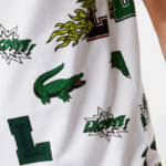 Men Lacoste V0ZN630 White SBH Regular Fit Crocodile Print Polo - Image 7