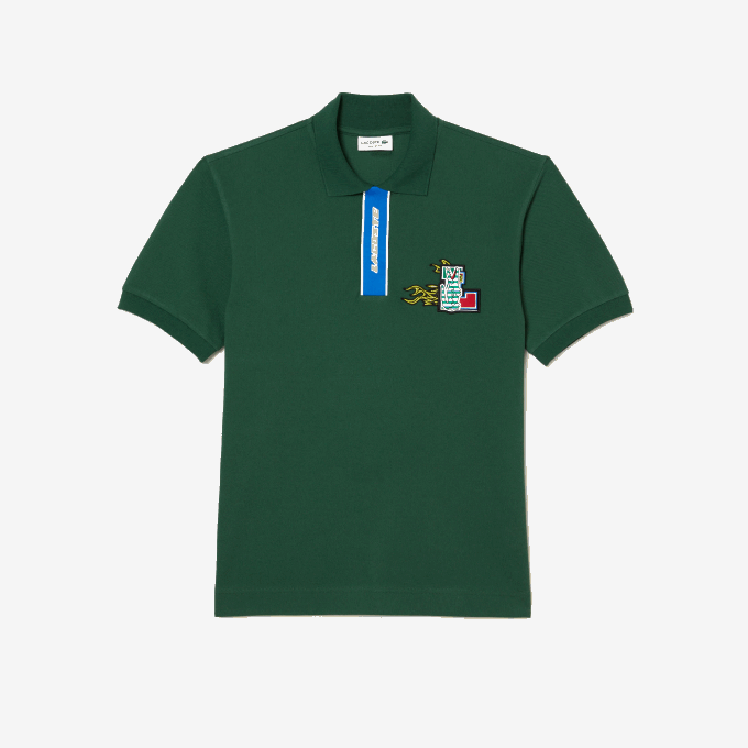 Men Lacoste V0ZN634 Green 132 Contrast Placket And Crocodile Badge Polo - Image 1