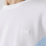 Men Lacoste V0ZN637 White 001 Crocodile Print Crew Neck Stretch Organic Cotton T-Shirt - Image 6