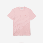 Men Lacoste V0ZN638 Pink HCQ Crocodile Print Crew Neck Stretch Organic Cotton T-Shirt - Image 4