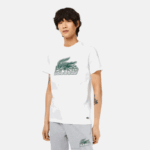 Men Lacoste V0ZN63 White 001 Cotton Jersey Print T-Shirt